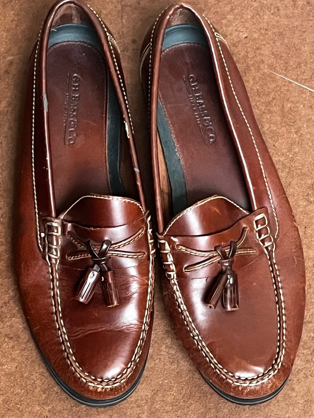 G.H. Bass & Co. Chestnut Brown Leather Tassel Loafers Men’s Size 9.5M